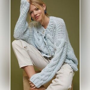 Cozy Blue Cable Knit Sweater